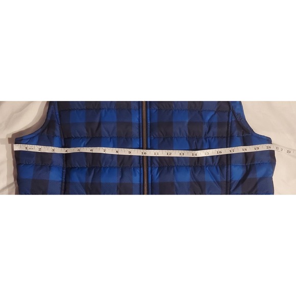 Draper James Womens Navy/Cobalt Blue Buffalo Plaid Scalloped Puffer Vest Size 14 - Picture 8 of 11